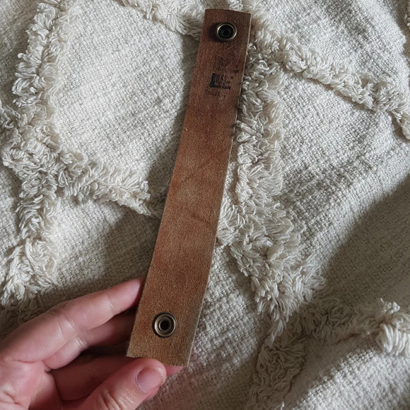 Lue Handmade Leather Cuff tan western boho tooled leather 8.5” Bracelet Upcycle - Picture 4 of 4